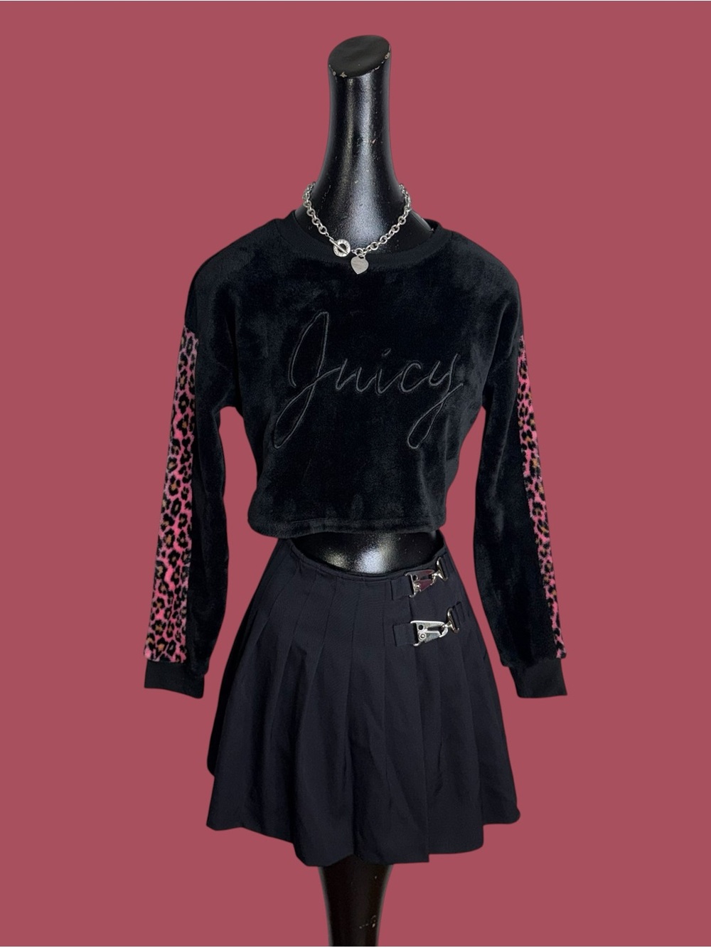 Juicy Couture sleepwear black long sleeve crop top.